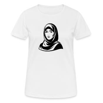Hijab-Frau - Frauen T-Shirt atmungsaktiv - Weiß - Vorne - AI Model Female 172 dark (172cm)