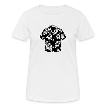 Hawaiihemd - Frauen T-Shirt atmungsaktiv - Weiß - Vorne - AI Model Female 172 dark (172cm)