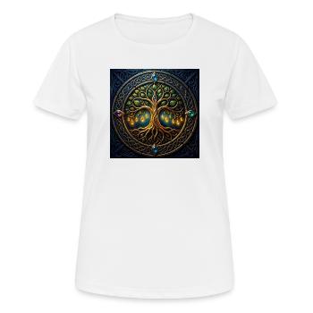 Mystic Tree mit Juwelen und Knoten - Frauen T-Shirt atmungsaktiv - Weiß - Vorne - AI Model Female 172 dark (172cm)