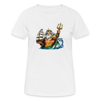 Neptun mit Seegelschiff - Frauen T-Shirt atmungsaktiv - Weiß - Vorne - AI Model Female 172 dark (172cm)