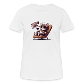 Süßes Katzen-Wochenend-Stimmungs-Katzenliebhaber-Shirt - Frauen T-Shirt atmungsaktiv - Weiß - Vorne - AI Model Female 172 dark (172cm)