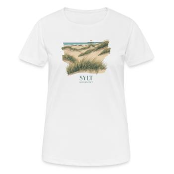 Sylt Dunes | Vintage North Sea Poster - Women's Breathable T-Shirt - white - Front - AI Model Female 172 dark (172cm)