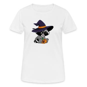 Snuggles der Waschbär im Halloweenkostüm. - Frauen T-Shirt atmungsaktiv - Weiß - Vorne - AI Model Female 172 dark (172cm)