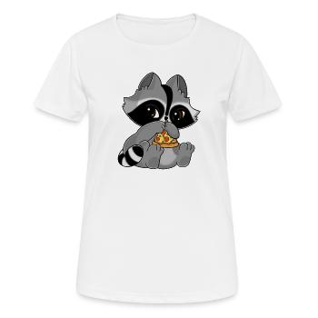 Câlins, le raton laveur mange une part de pizza - T-shirt respirant Femme - blanc - Devant - AI Model Female 172 dark (172cm)