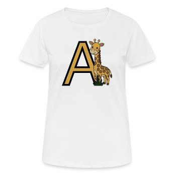 Giraffe mit Buchstabe A - Frauen T-Shirt atmungsaktiv - Weiß - Vorne - AI Model Female 172 dark (172cm)