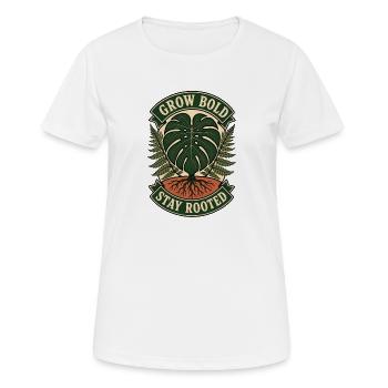 Grow Bold Stay Rooted – Vintage Monstera - Frauen T-Shirt atmungsaktiv - Weiß - Vorne - AI Model Female 172 dark (172cm)