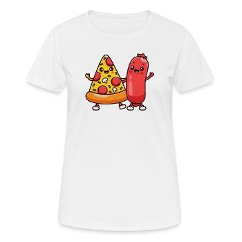 Pizzastück und Wurstfreunde - Frauen T-Shirt atmungsaktiv - Weiß - Vorne - AI Model Female 172 dark (172cm)
