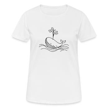 Whale One Line Water Fountain Sea Motif - Women's Breathable T-Shirt - white - Front - AI Model Female 172 dark (172cm)