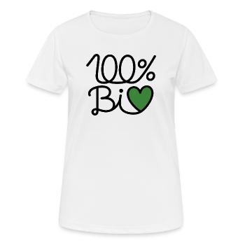 100% BiO – Grünes Herz Illustration - Frauen T-Shirt atmungsaktiv - Weiß - Vorne - AI Model Female 172 dark (172cm)