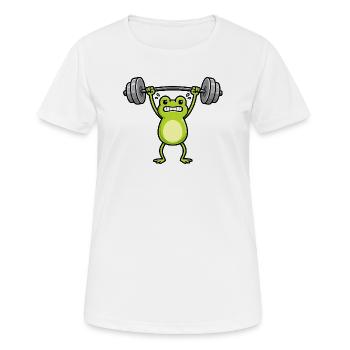 Süßer Frosch beim Fitness Training Cartoon - Frauen T-Shirt atmungsaktiv - Weiß - Vorne - AI Model Female 172 dark (172cm)
