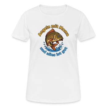 Angeln mit Mama – Alles ist gut - Frauen T-Shirt atmungsaktiv - Weiß - Vorne - AI Model Female 172 dark (172cm)