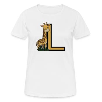 Girafe et L Print - T-shirt respirant Femme - blanc - Devant - AI Model Female 172 dark (172cm)