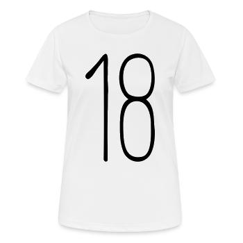 18 - Frauen T-Shirt atmungsaktiv - Weiß - Vorne - AI Model Female 172 dark (172cm)