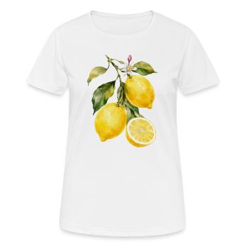 Zitronen Aquarell Motiv - Frauen T-Shirt atmungsaktiv - Weiß - Vorne - AI Model Female 172 dark (172cm)