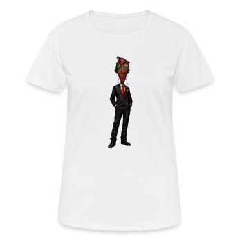 Surreales Anzugportrait mit Farbmaske - Frauen T-Shirt atmungsaktiv - Weiß - Vorne - AI Model Female 172 dark (172cm)