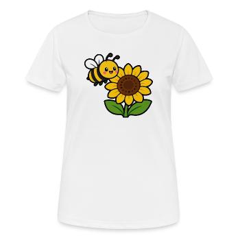 Sonnenblume Biene Cartoon - Frauen T-Shirt atmungsaktiv - Weiß - Vorne - AI Model Female 172 dark (172cm)