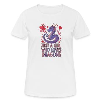Nur ein Mädchen liebt Drachen - Frauen T-Shirt atmungsaktiv - Weiß - Vorne - AI Model Female 172 dark (172cm)
