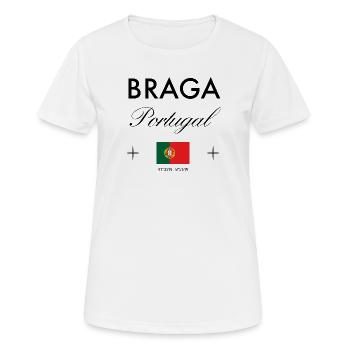 Braga Portugal Koordinaten Reise Souvenir - Frauen T-Shirt atmungsaktiv - Weiß - Vorne - AI Model Female 172 dark (172cm)
