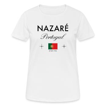 Nazare Portugal Koordinaten Reise Souvenir - Frauen T-Shirt atmungsaktiv - Weiß - Vorne - AI Model Female 172 dark (172cm)