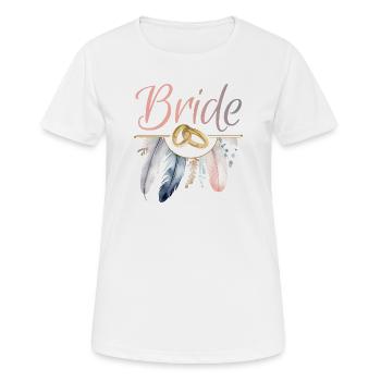 Bride Goldringe Federn JGA Junggesellenabschied - Frauen T-Shirt atmungsaktiv - Weiß - Vorne - AI Model Female 172 dark (172cm)