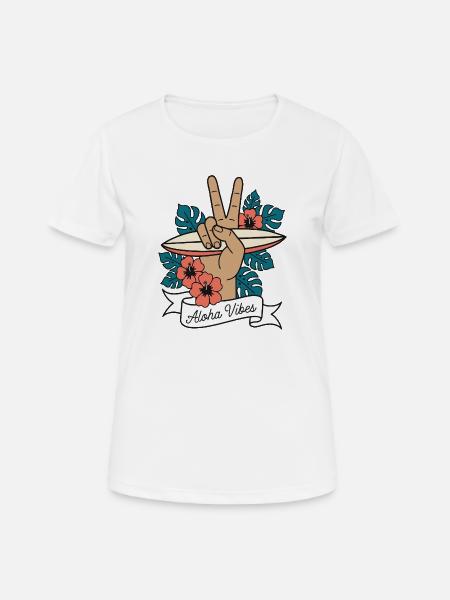 Aloha Vibes Surfing Peace Hand Hawaii - Women's Breathable T-Shirt - white