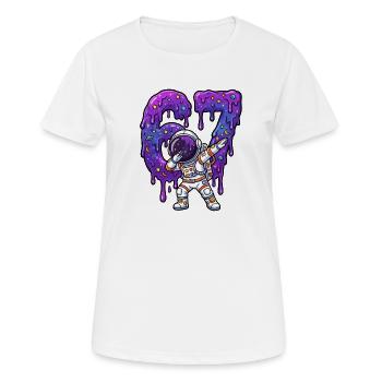 67 Dabbing Astronaut Six Seven Meme Brainrot Junge - Frauen T-Shirt atmungsaktiv - Weiß - Vorne - AI Model Female 172 dark (172cm)