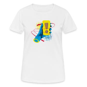 Neon Exklamation Gadget - Frauen T-Shirt atmungsaktiv - Weiß - Vorne - AI Model Female 172 dark (172cm)