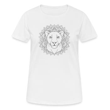 Loewin Mandala zum ausmalen  - Frauen T-Shirt atmungsaktiv - Weiß - Vorne - AI Model Female 172 dark (172cm)