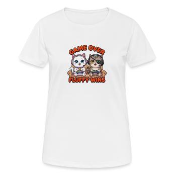 Game Over Fluffy Wins Katzen - Frauen T-Shirt atmungsaktiv - Weiß - Vorne - AI Model Female 172 dark (172cm)