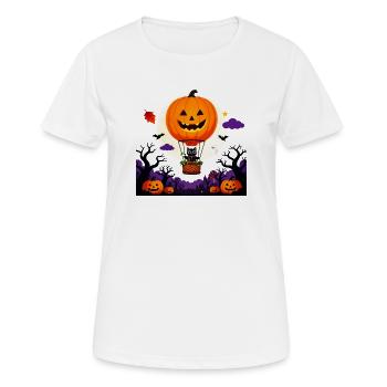 Kürbisballon-Katzen-Halloween-Szene - Frauen T-Shirt atmungsaktiv - Weiß - Vorne - AI Model Female 172 dark (172cm)