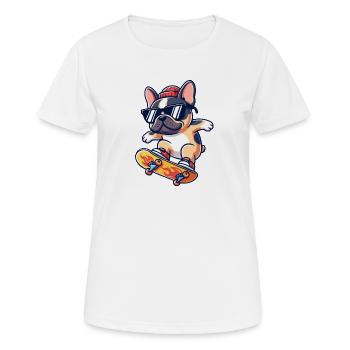 Französischer Bulldoggen-Skater - Frauen T-Shirt atmungsaktiv - Weiß - Vorne - AI Model Female 172 dark (172cm)