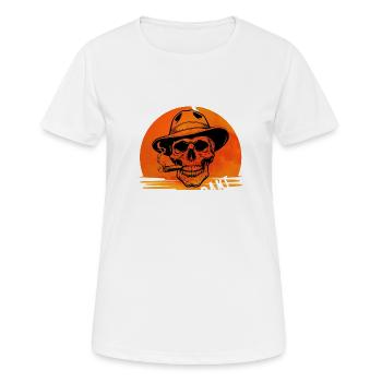 Skull Sunset Tobacco - Frauen T-Shirt atmungsaktiv - Weiß - Vorne - AI Model Female 172 dark (172cm)
