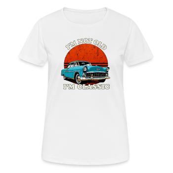 Nicht alt, ich bin ein Oldtimer - Frauen T-Shirt atmungsaktiv - Weiß - Vorne - AI Model Female 172 dark (172cm)