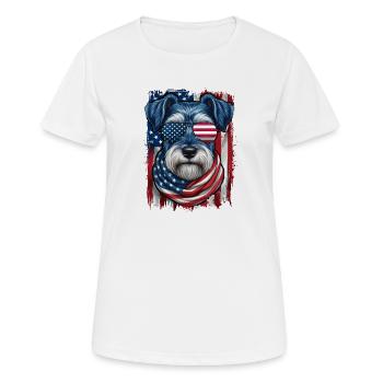 Patriotischer US-Schnauzer Stars Stripes Pride - Frauen T-Shirt atmungsaktiv - Weiß - Vorne - AI Model Female 172 dark (172cm)