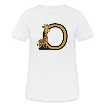 Girafe et dessin animé ovale en lettre O - T-shirt respirant Femme - blanc - Devant - AI Model Female 172 dark (172cm)