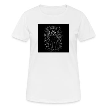 Magic Cat und Crescent Moon – Hexen-Goth - Frauen T-Shirt atmungsaktiv - Weiß - Vorne - AI Model Female 172 dark (172cm)