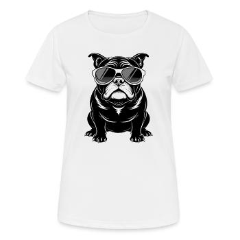 Bulldogge mit Sonnenbrille - Frauen T-Shirt atmungsaktiv - Weiß - Vorne - AI Model Female 172 dark (172cm)