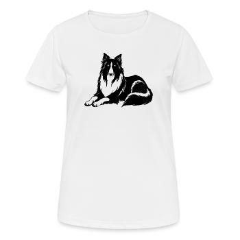 Collie-Hundelegen - Frauen T-Shirt atmungsaktiv - Weiß - Vorne - AI Model Female 172 dark (172cm)