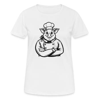 Chef Pig - Frauen T-Shirt atmungsaktiv - Weiß - Vorne - AI Model Female 172 dark (172cm)