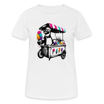 Pinguin am Eiswagen im Stencil Style - Frauen T-Shirt atmungsaktiv - Weiß - Vorne - AI Model Female 172 dark (172cm)