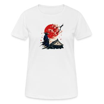 Samouraï sous les cerisiers en fleurs - T-shirt respirant Femme - blanc - Devant - AI Model Female 172 dark (172cm)