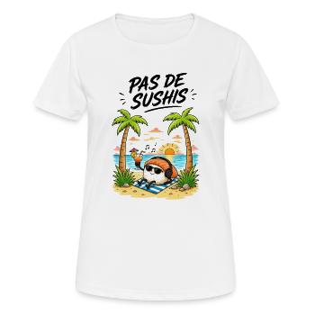 PAS DE SUSHIS - T-shirt respirant Femme - blanc - Devant - AI Model Female 172 dark (172cm)