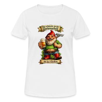 Garten-Gnom mit Bier und Spaten - Frauen T-Shirt atmungsaktiv - Weiß - Vorne - AI Model Female 172 dark (172cm)
