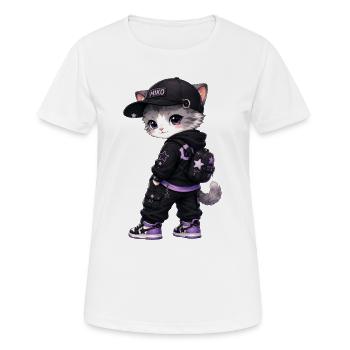 Urban Cat Purple - Frauen T-Shirt atmungsaktiv - Weiß - Vorne - AI Model Female 172 dark (172cm)