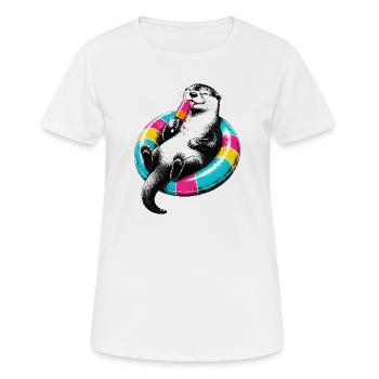 Otter mit Eis im Stencil Style - Women's Breathable T-Shirt - white - Front - AI Model Female 172 dark (172cm)