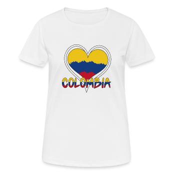 Patriotisches Herz Liebe Kolumbianische Flagge Kolumbien - Frauen T-Shirt atmungsaktiv - Weiß - Vorne - AI Model Female 172 dark (172cm)