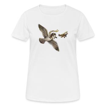 Möwenpilot über dem Flugzeug - Frauen T-Shirt atmungsaktiv - Weiß - Vorne - AI Model Female 172 dark (172cm)