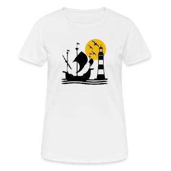 Segeln - Frauen T-Shirt atmungsaktiv - Weiß - Vorne - AI Model Female 172 dark (172cm)