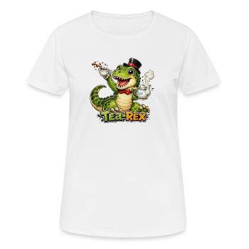 Tea-Rex  - Frauen T-Shirt atmungsaktiv - Weiß - Vorne - AI Model Female 172 dark (172cm)