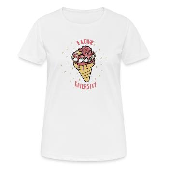 Vielfalt Eiscreme Herz Motiv - Frauen T-Shirt atmungsaktiv - Weiß - Vorne - AI Model Female 172 dark (172cm)